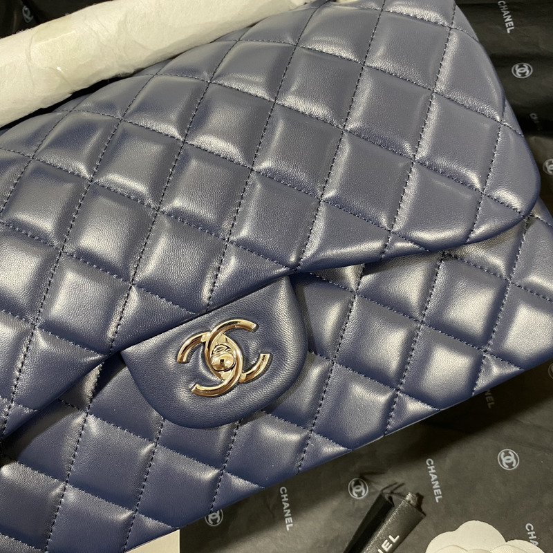 Ch*el 21s Ch*el blue classic flap medium cf25 dark blue