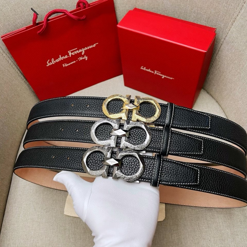 Ferragamo Reversible and Adjustable Gancini Belt Gold Black&Gold