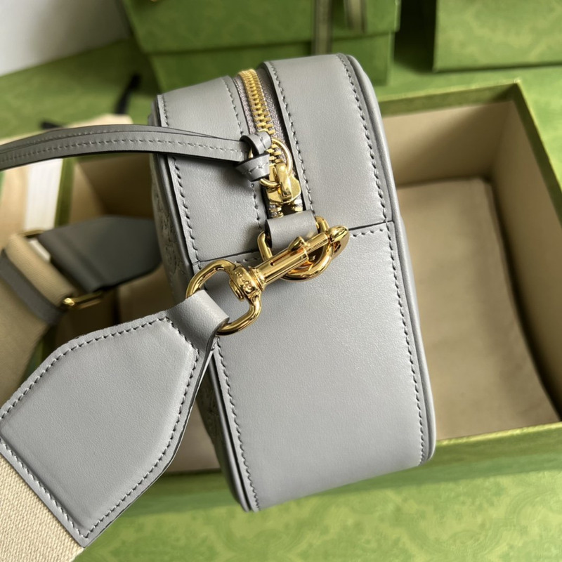 G*u*i matelassé leather shoulder bag grey leather
