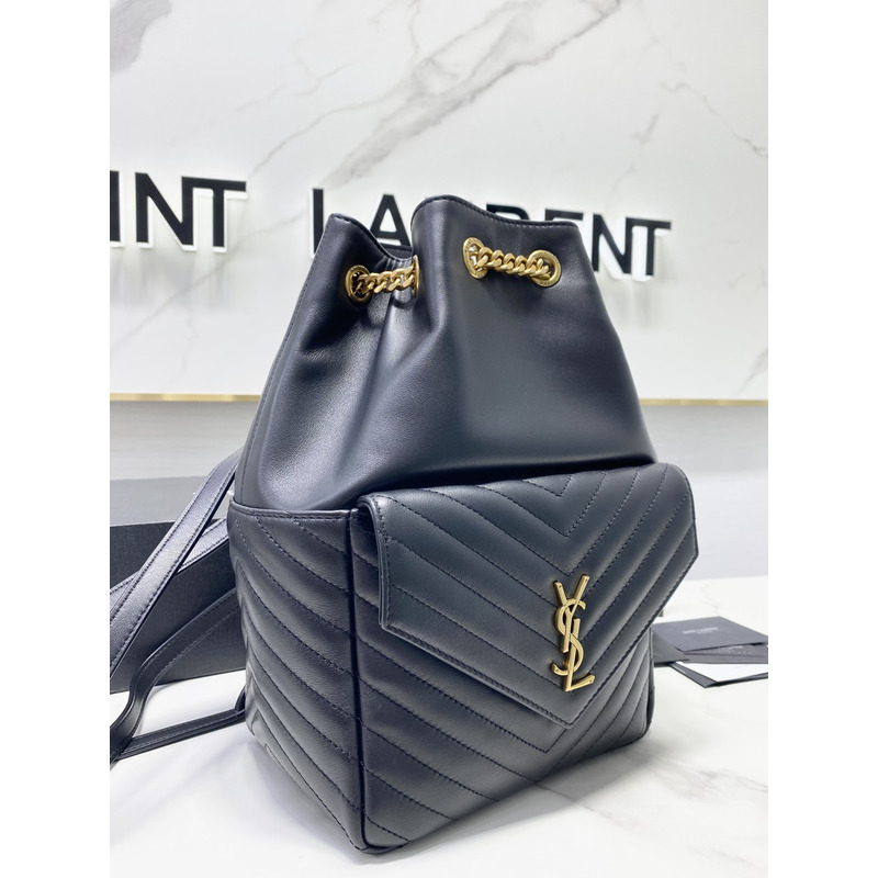 Saint Laurent Joe Backpack In Lame Leather Dark Blue