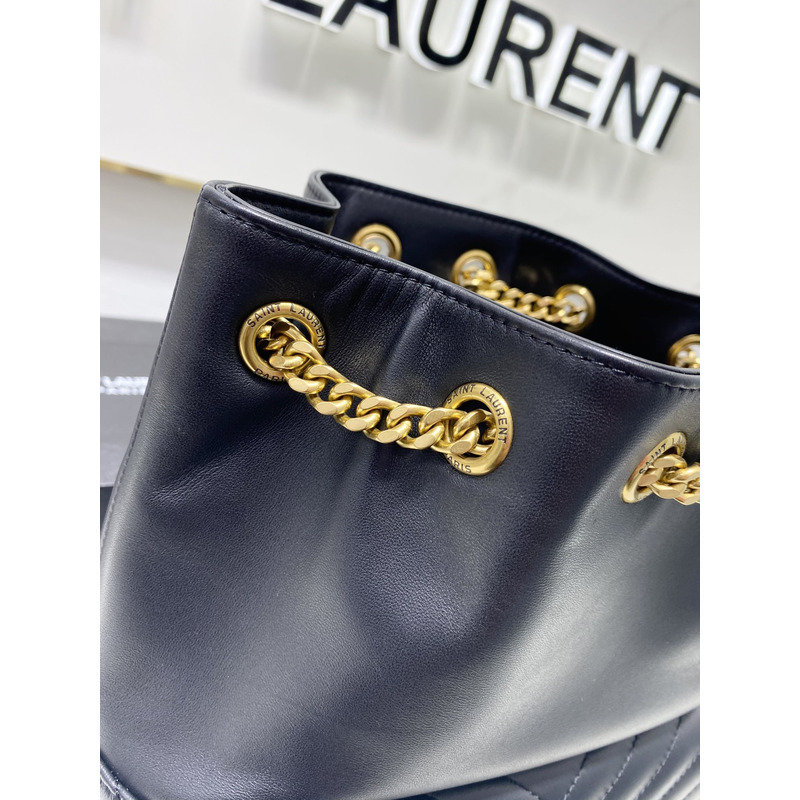 Saint Laurent Joe Backpack In Lame Leather Dark Blue
