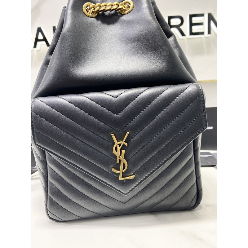 Saint Laurent Joe Backpack In Lame Leather Dark Blue