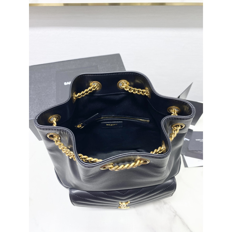 Saint Laurent Joe Backpack In Lame Leather Dark Blue