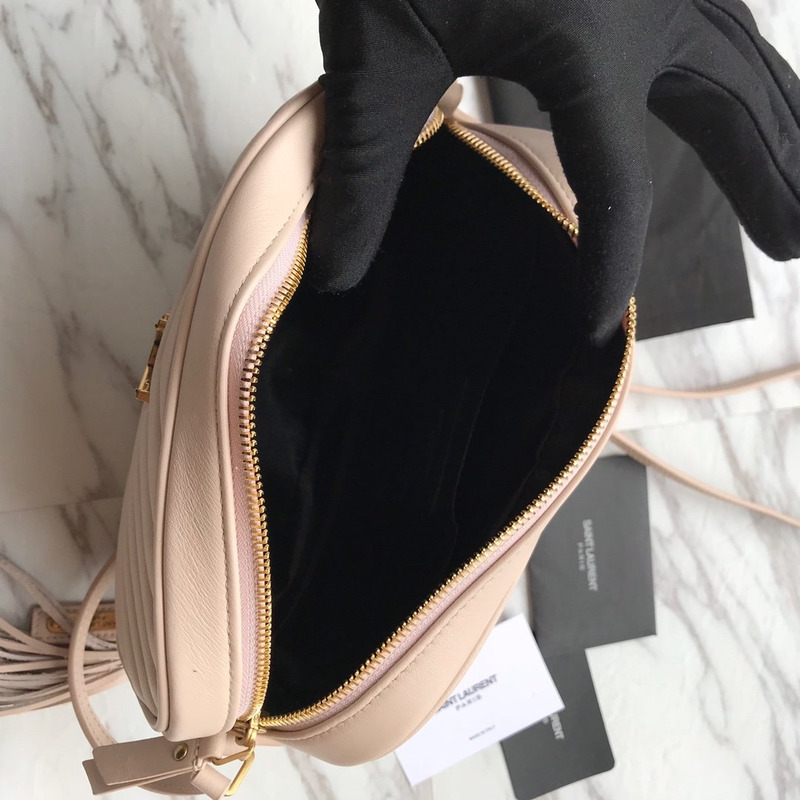 Saint Laurent Lou Camera Bag In Quilted Leather Beige