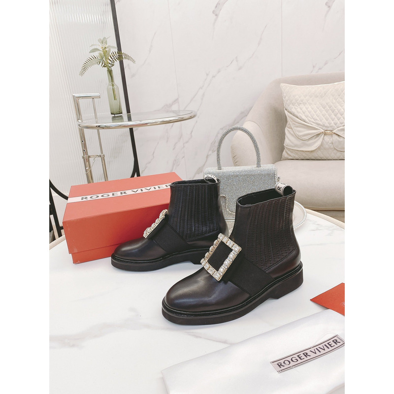 roger u1u1er viv ranger crystal-embellished patent-leather chelsea boots brown