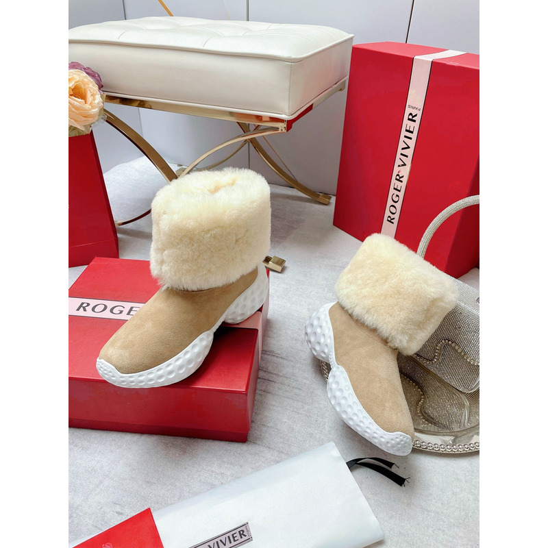 roger u1u1er run light fur ankle boots in suede