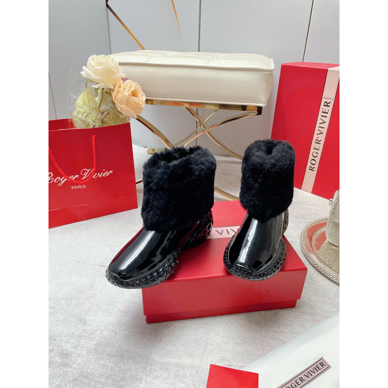 roger u1u1er run light fur ankle boots in black