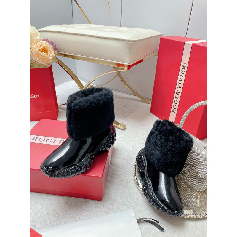 roger u1u1er run light fur ankle boots in black