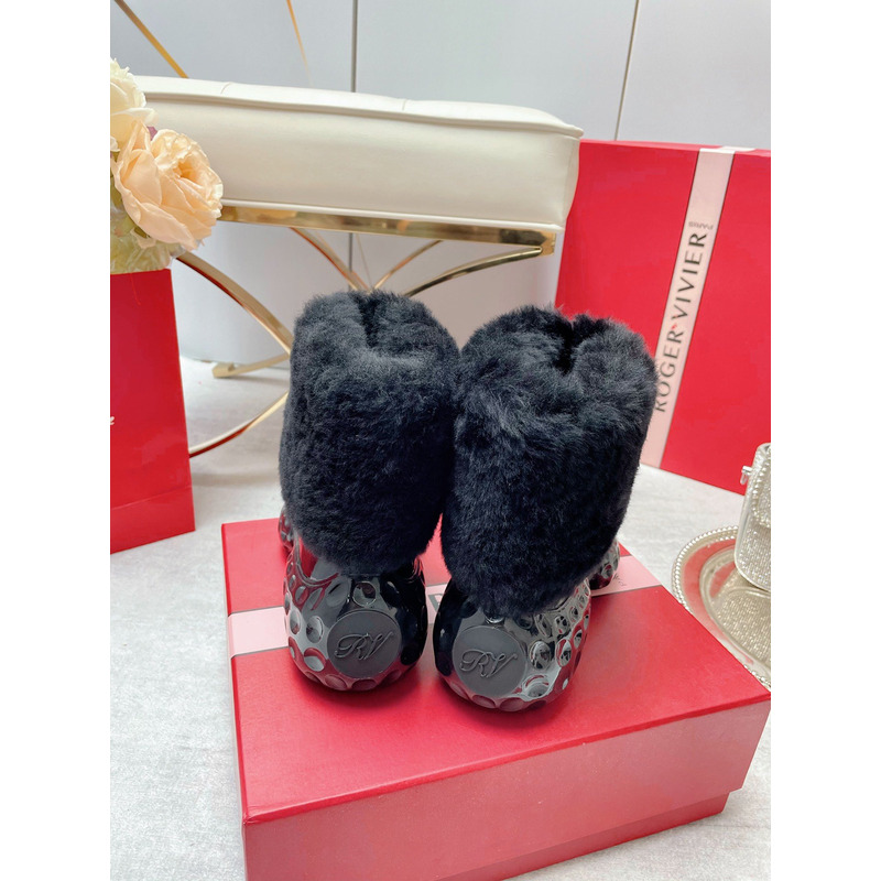 roger u1u1er run light fur ankle boots in black