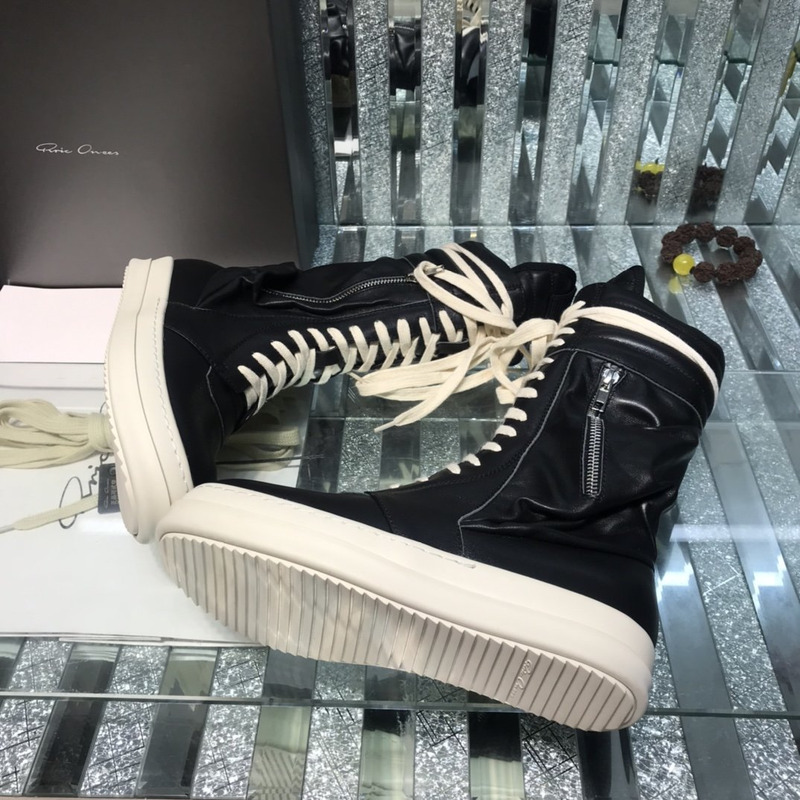 Rick Owens Cargo Basket High-Top Leather Sneakers Black