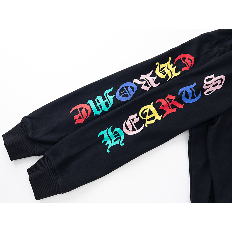 Ch*0me He**ts multicolor cemetery cross zip up hoodie black