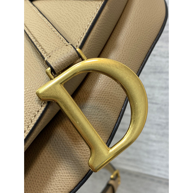 D*or saddle bag with shoulder strap beige goatskin