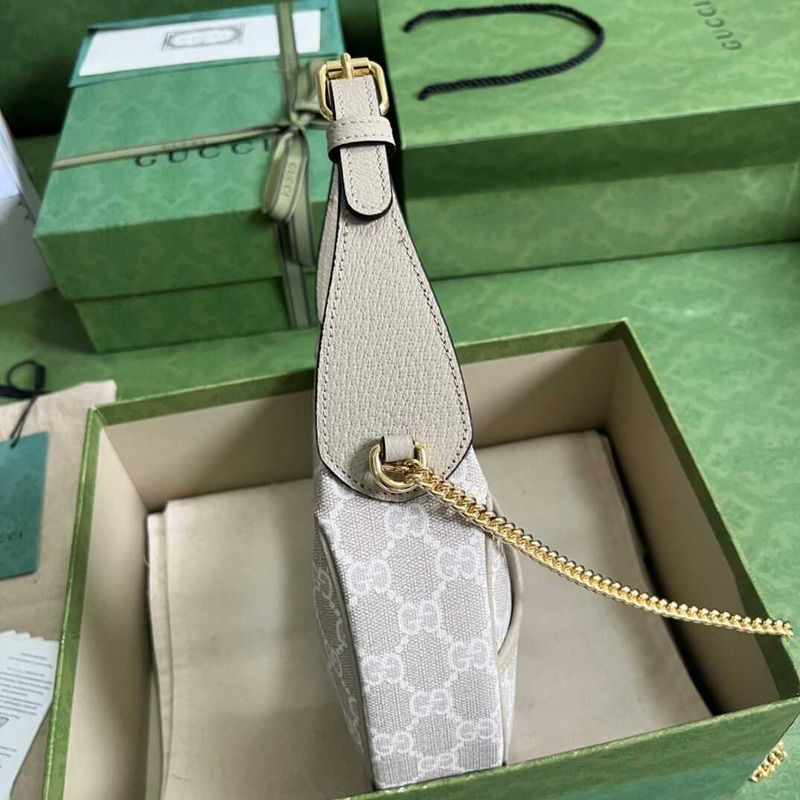 g*u*i half-moon shaped bag mini gg S*p*e beige/white