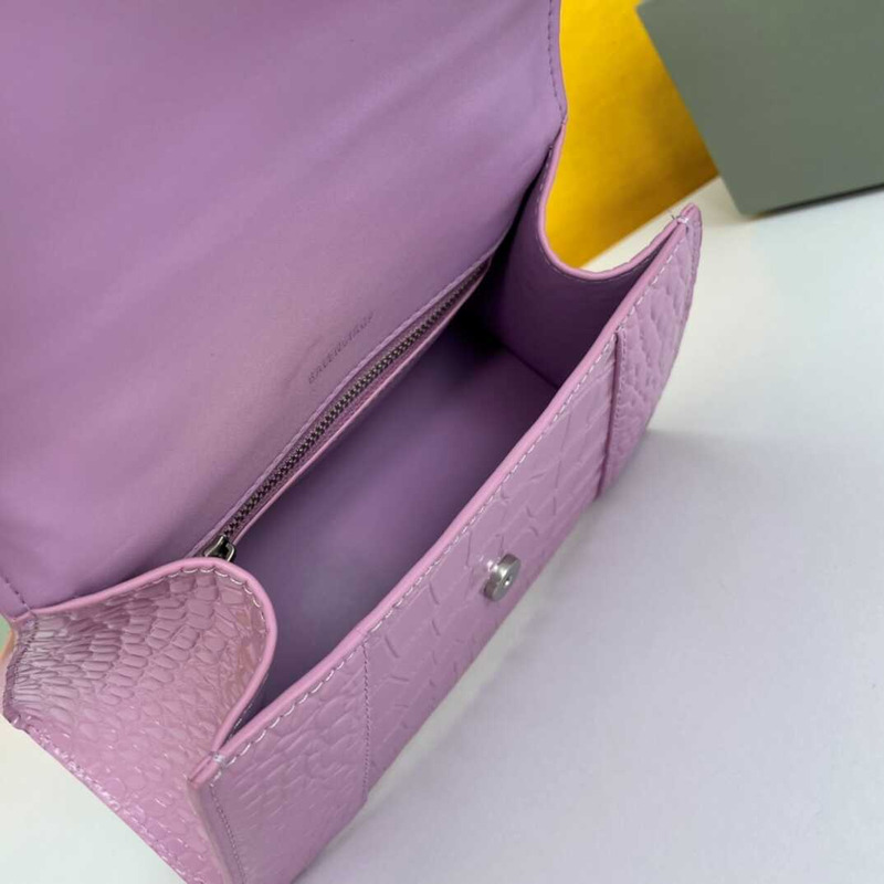 Ba*len*cia*ga hourglass s bag in crocodile-effect leather purple