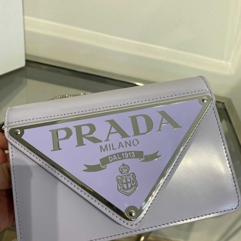 Pra*a brushed leather shoulder bag purple