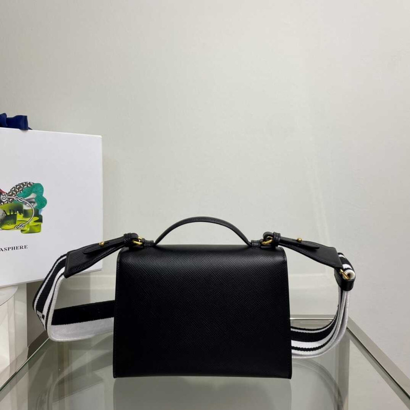 pra*a monoCh*0me saffiano leather bag black