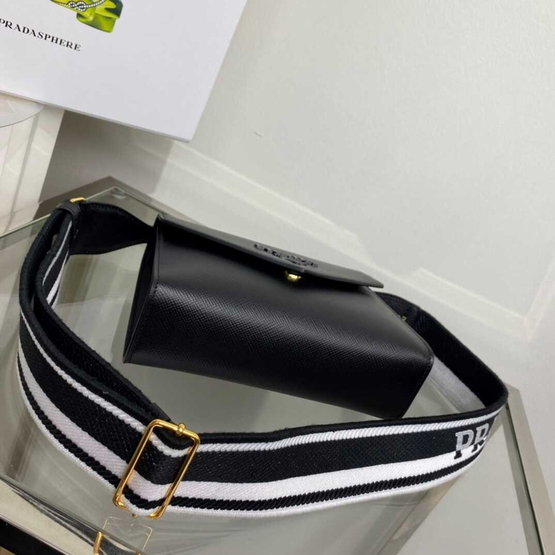 pra*a monoCh*0me saffiano leather bag black