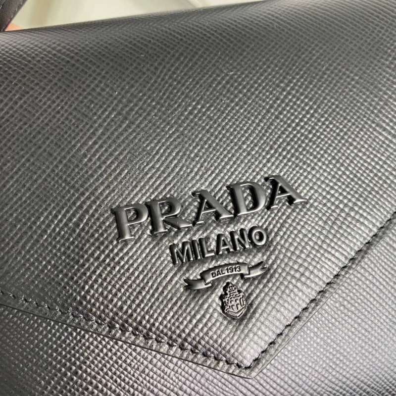 pra*a monoCh*0me saffiano leather bag black