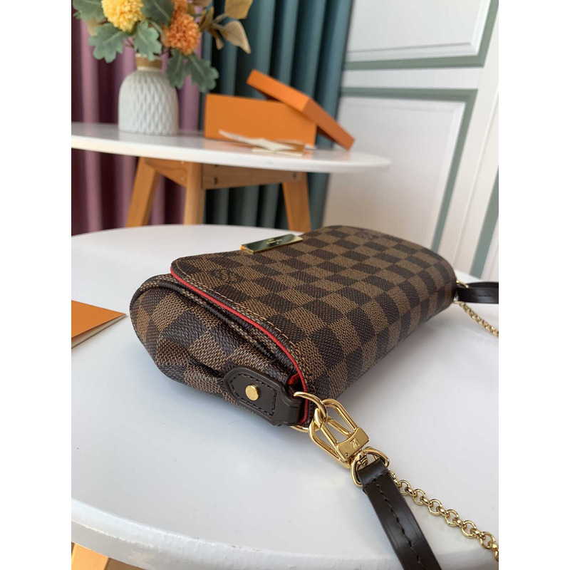 l**is V*t*n plaid flip cover dual-purpose small chain bag brown