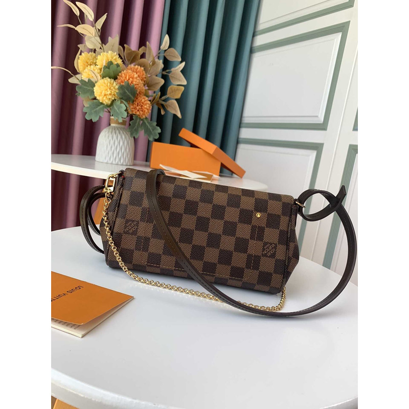 l**is V*t*n plaid flip cover dual-purpose small chain bag brown