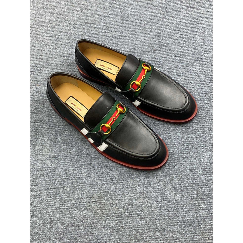 G*u*i horsebit leather loafers in black