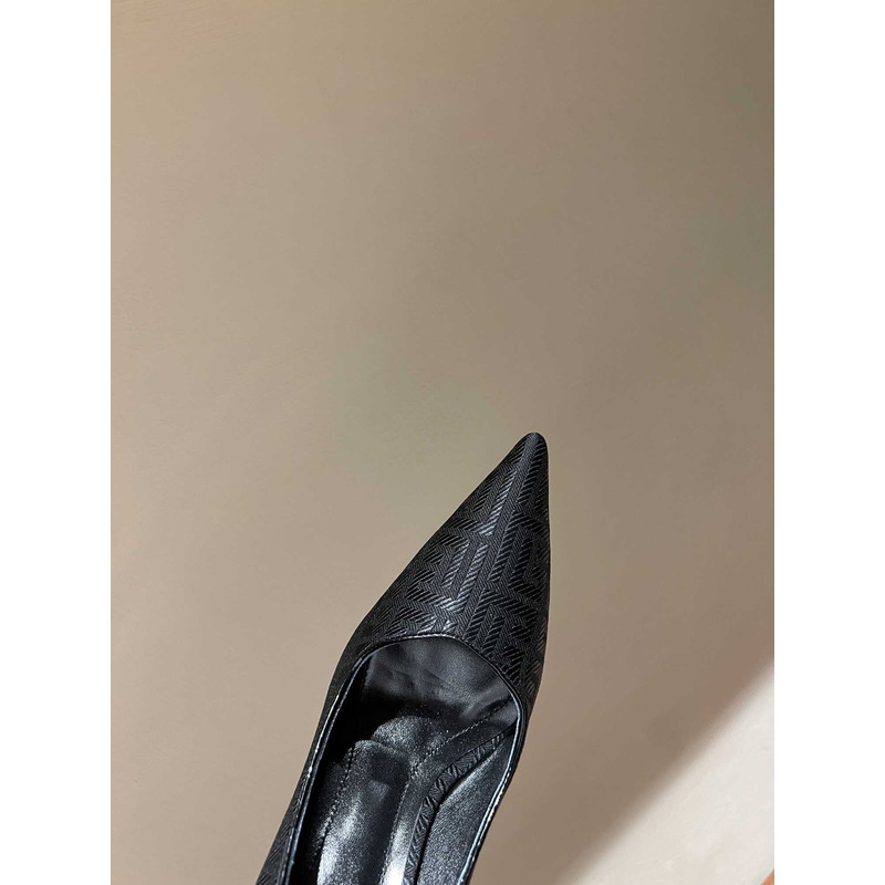 Balmain Logo Monogram Pointed Toe Pumps Black