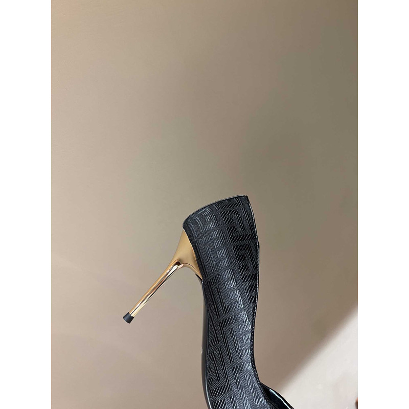 Balmain Logo Monogram Pointed Toe Pumps Black