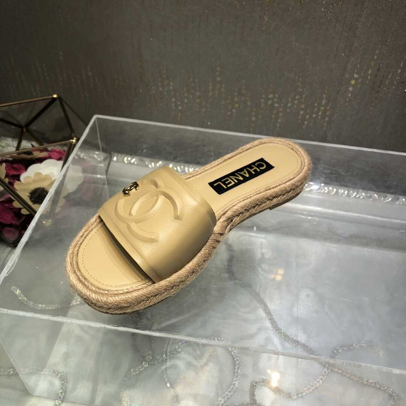 Ch*el street style plain logo sandals yellow