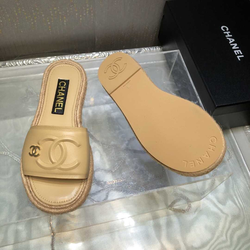 Ch*el street style plain logo sandals yellow