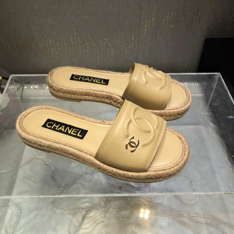 Ch*el street style plain logo sandals yellow