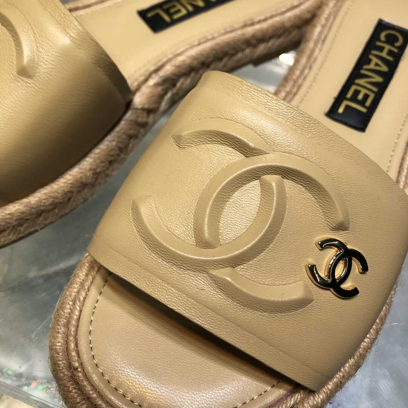 Ch*el street style plain logo sandals yellow