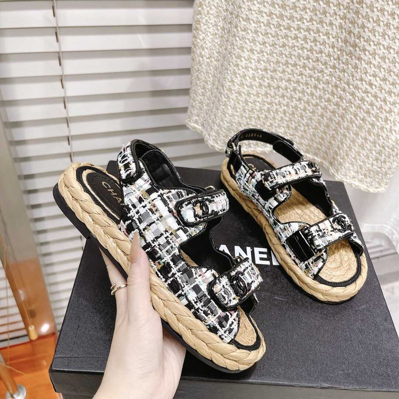 Ch*el summer flat sandal black