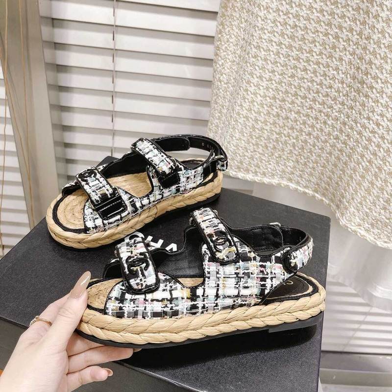 Ch*el summer flat sandal black