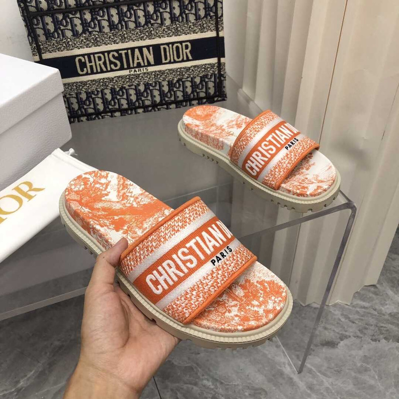 D*or dway slides toile de jouy reverse embroidered cotton orange