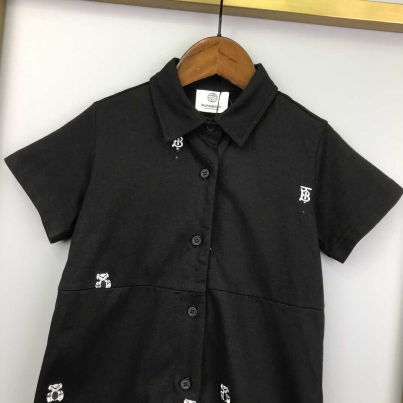 B**rry kids embroidered thomas bear cotton blend shirt dress black
