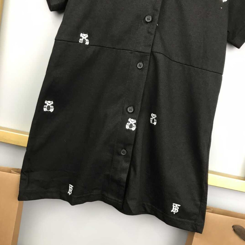 B**rry kids embroidered thomas bear cotton blend shirt dress black