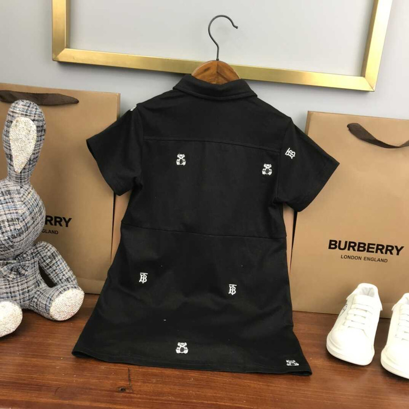 B**rry kids embroidered thomas bear cotton blend shirt dress black
