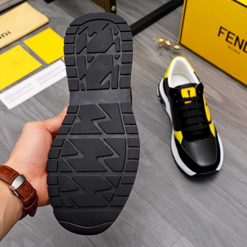 F**di black leather spiked low top sneakers