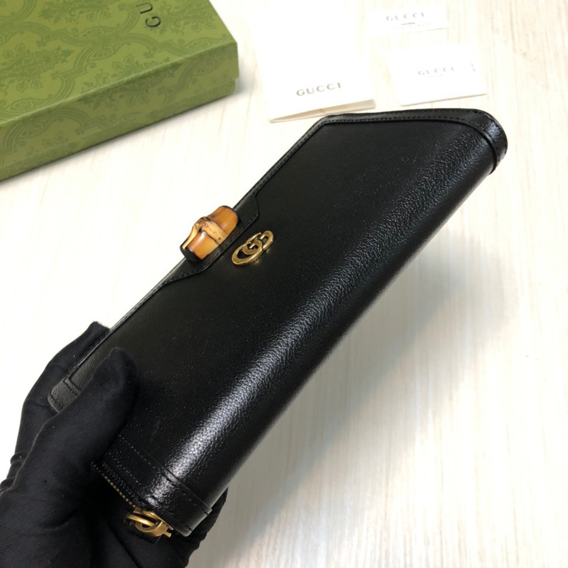 G*u*i diana continental zip around leather wallet black