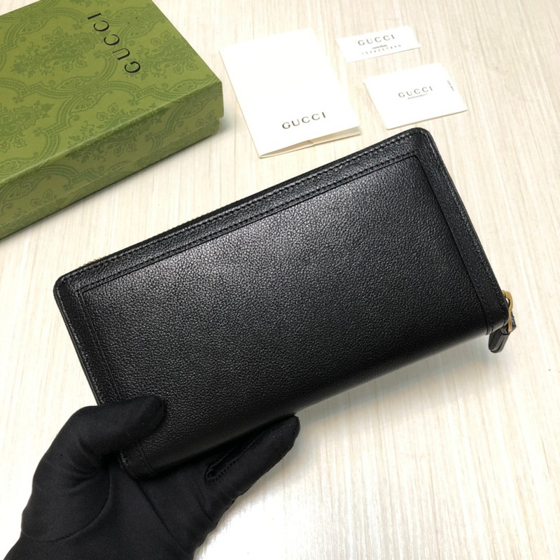 G*u*i diana continental zip around leather wallet black