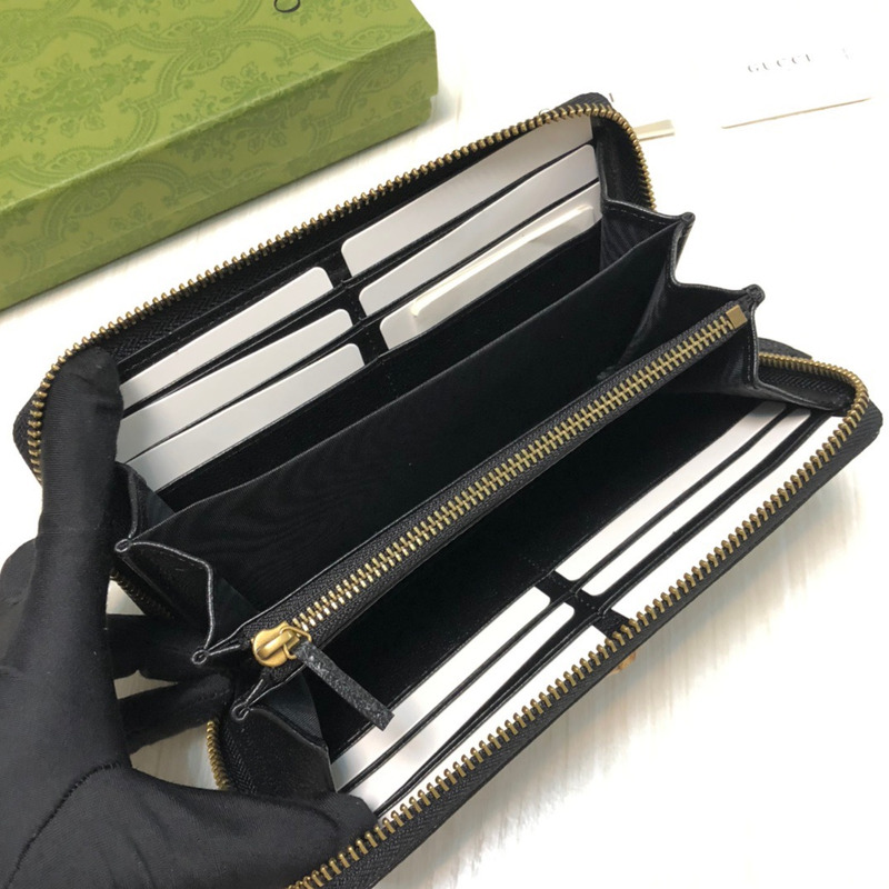 G*u*i diana continental zip around leather wallet black