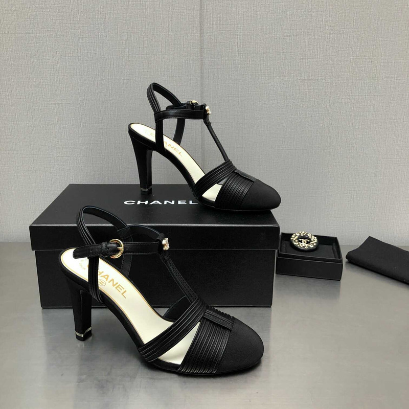 Ch*el lambskin & grosgrain all black