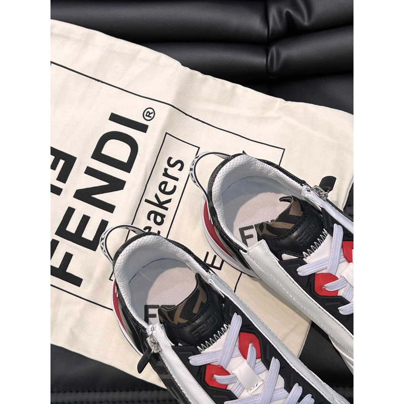 F**di flow leather low tops red black