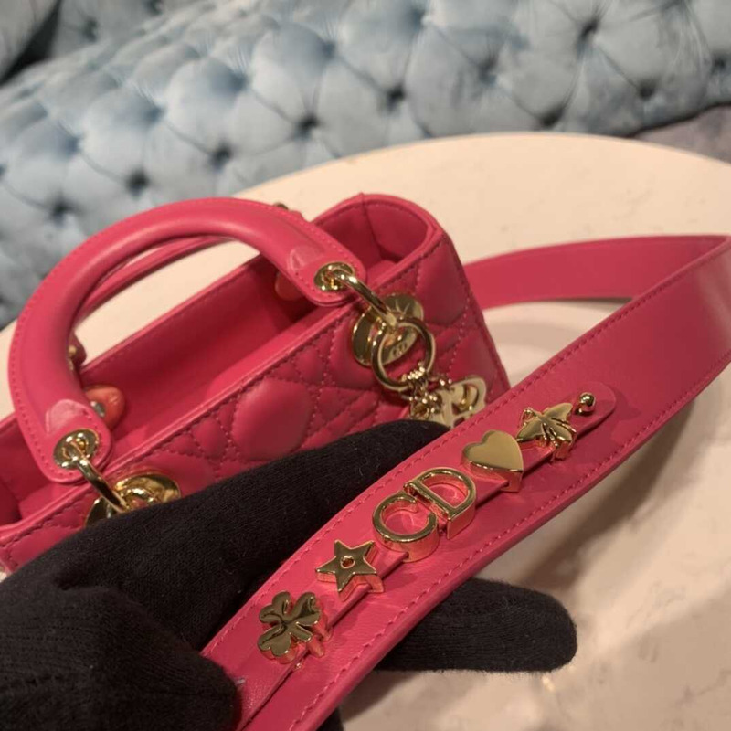 ch**an D*or lady D*or cannage 2way shooulder handbag pink