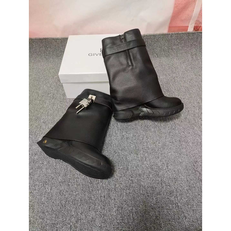 Givenchy Shark Lock Biker Ankle Boot Graint Leather Black