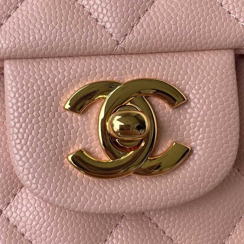 Ch*el classic flap calfskin gold hardware pink