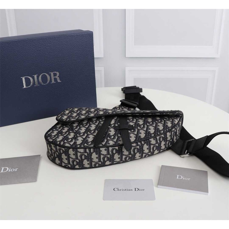 D*or saddle bag oblique print beige and black