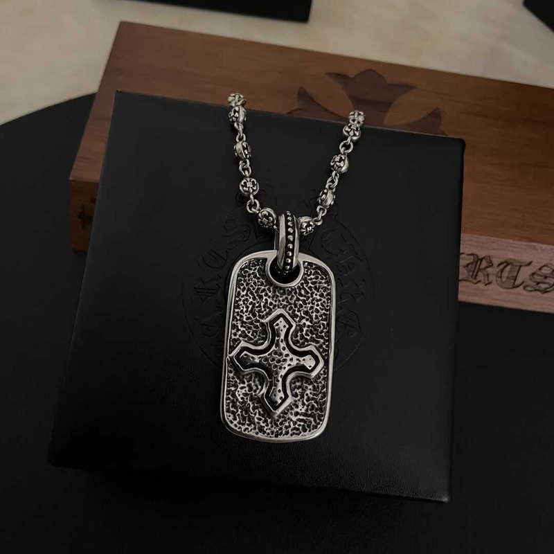 Ch*0me heart pirate ship silver cross army brand silver necklace european and american retro ins pendant hip hop silver necklac