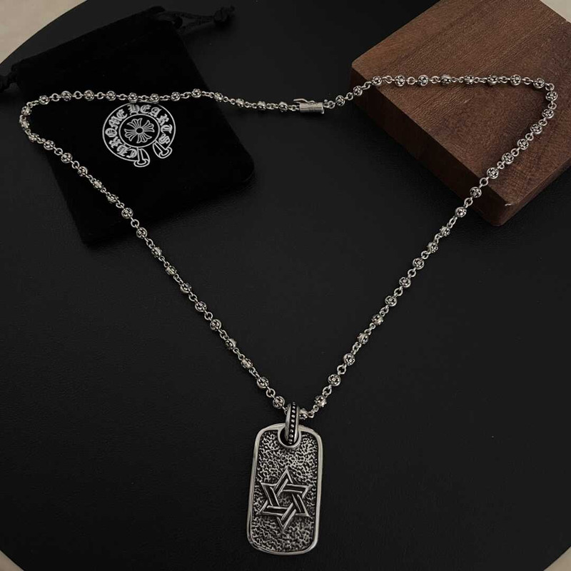 Ch*0me heart pirate ship silver cross army brand silver necklace european and american retro ins pendant hip hop silver necklac