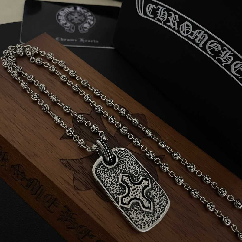 Ch*0me heart pirate ship silver cross army brand silver necklace european and american retro ins pendant hip hop silver necklac